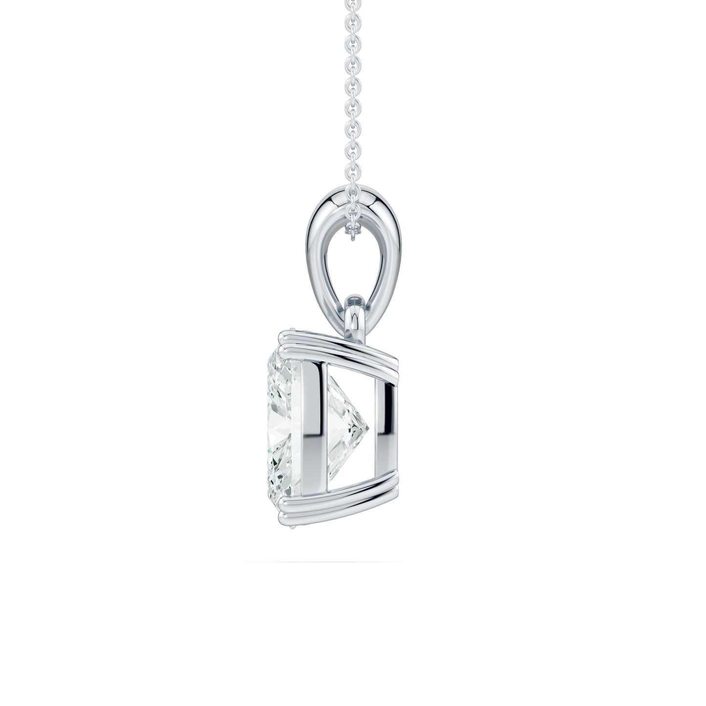 Double Prong Cushion Rectangular Moissanite Pendant Necklace