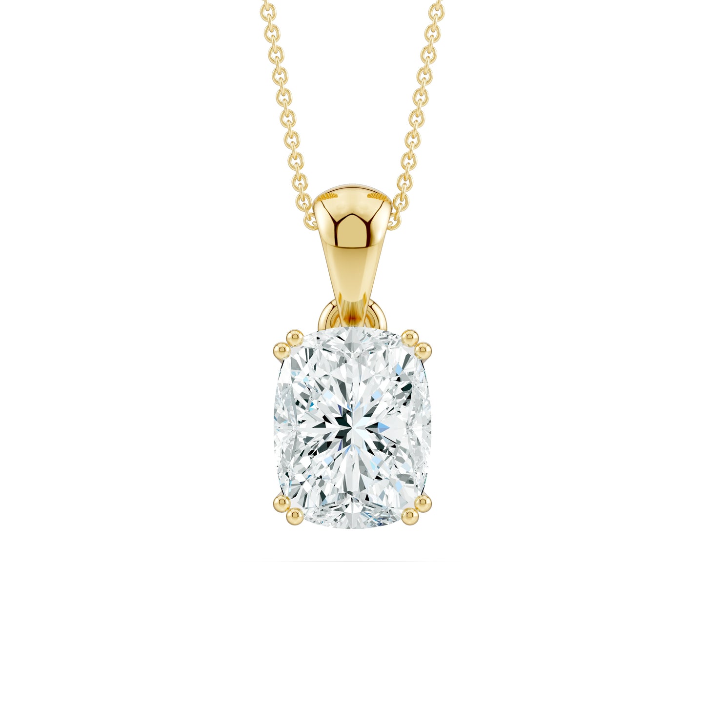 Double Prong Cushion Rectangular Moissanite Pendant Necklace