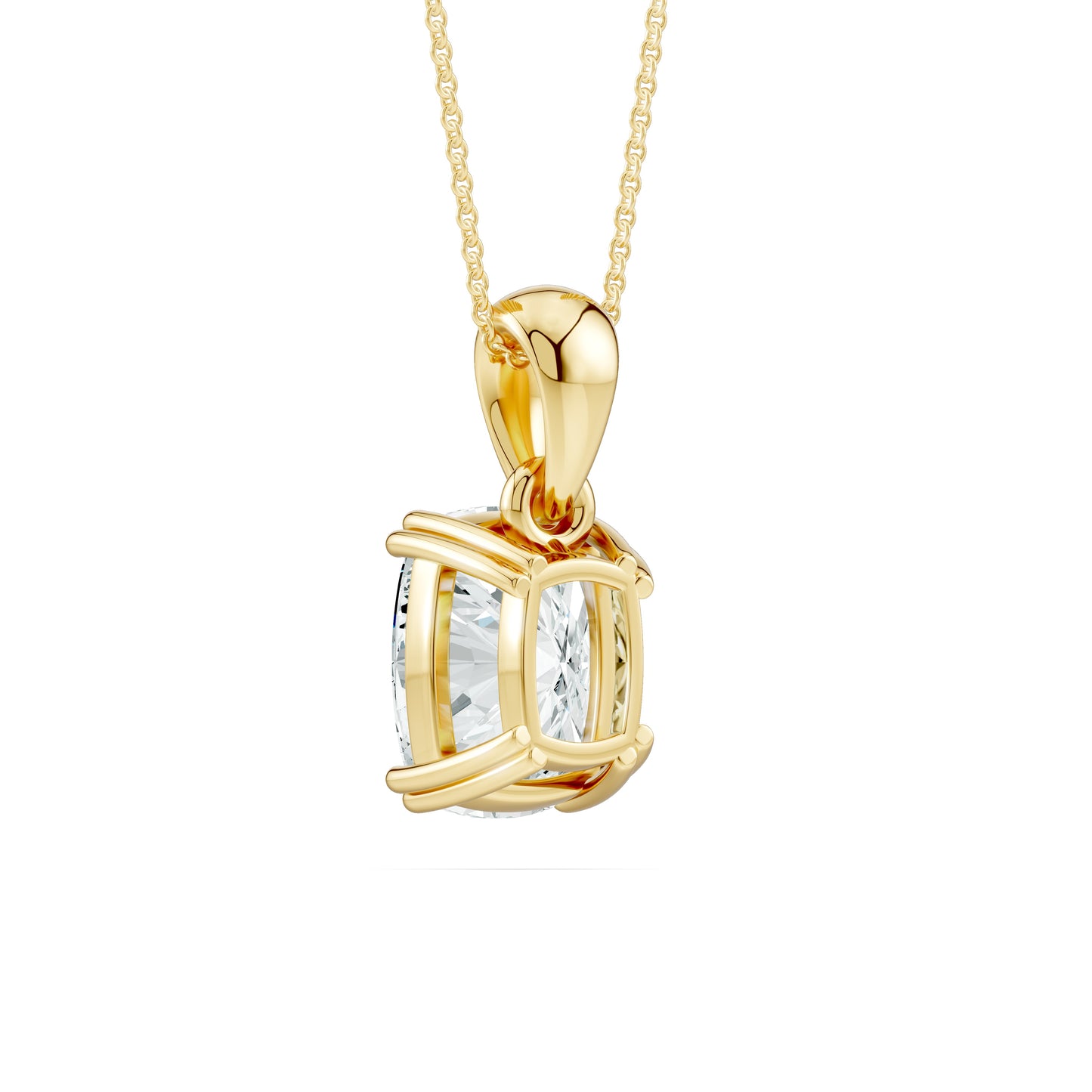 Double Prong Cushion Rectangular Moissanite Pendant Necklace