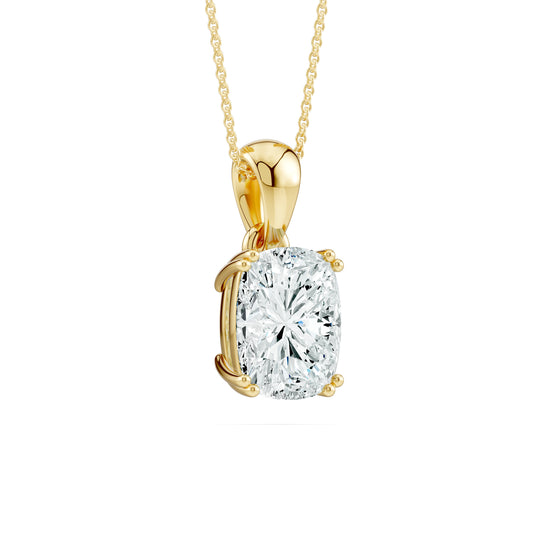 Double Prong Cushion Rectangular Moissanite Pendant Necklace