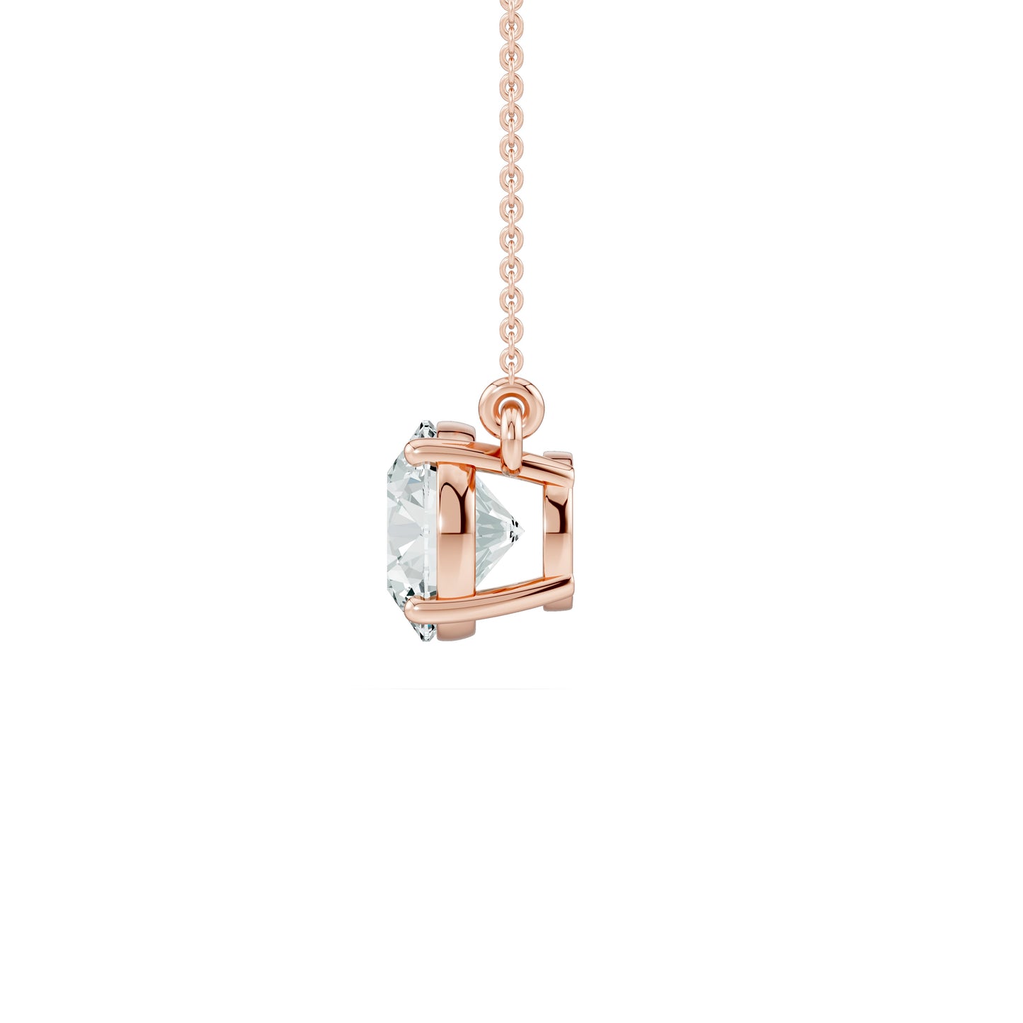 Round Moissanite Pendant Necklace-Fixed Chain Solitaire Pendant