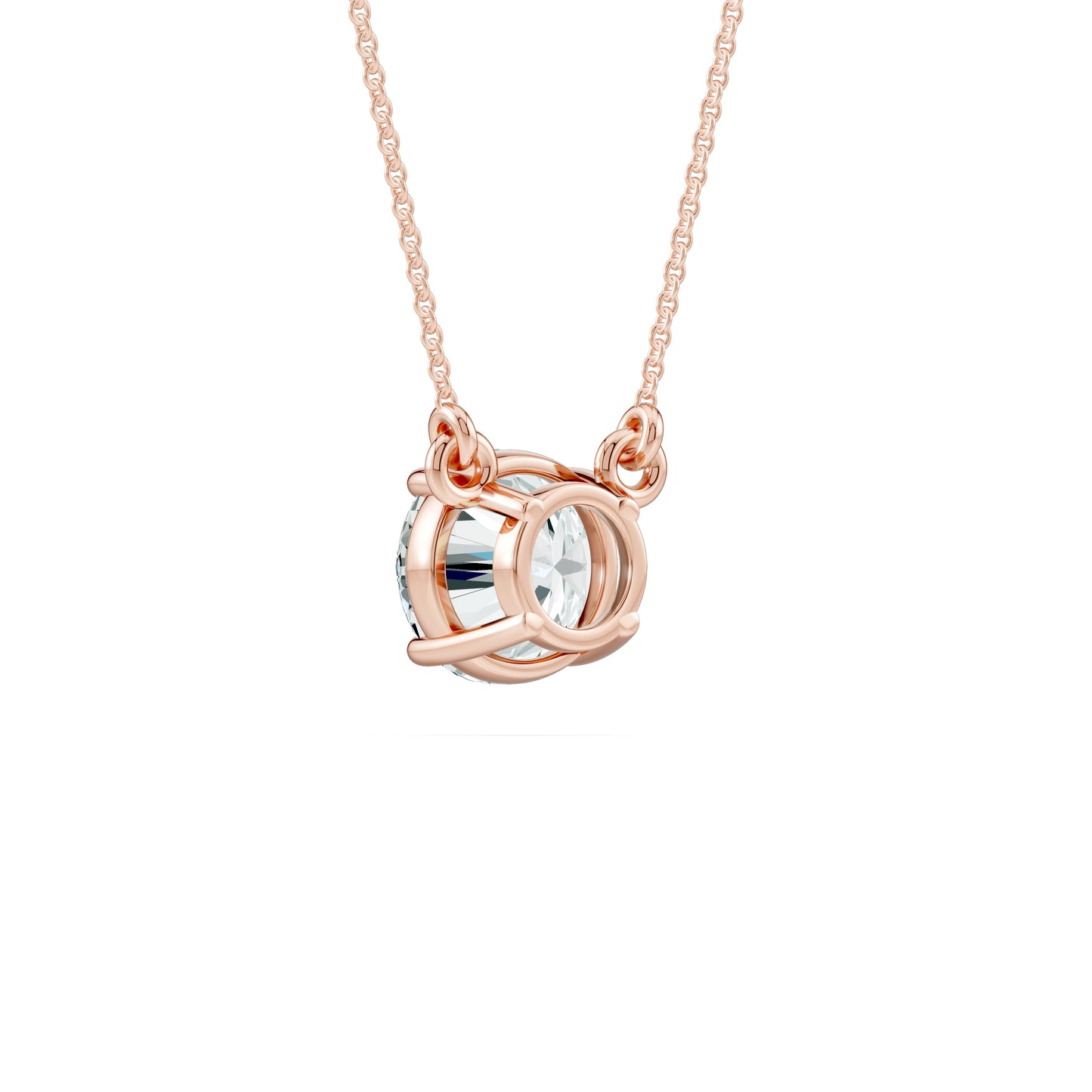 Round Moissanite Pendant Necklace-Fixed Chain Solitaire Pendant