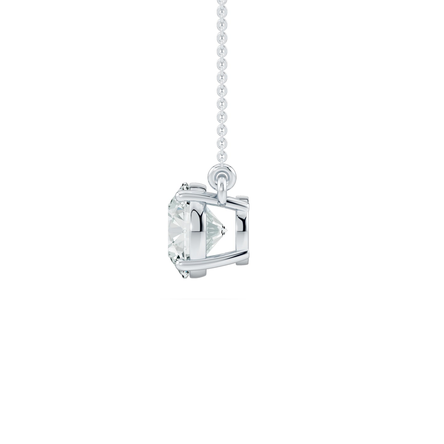 Round Moissanite Pendant Necklace-Fixed Chain Solitaire Pendant