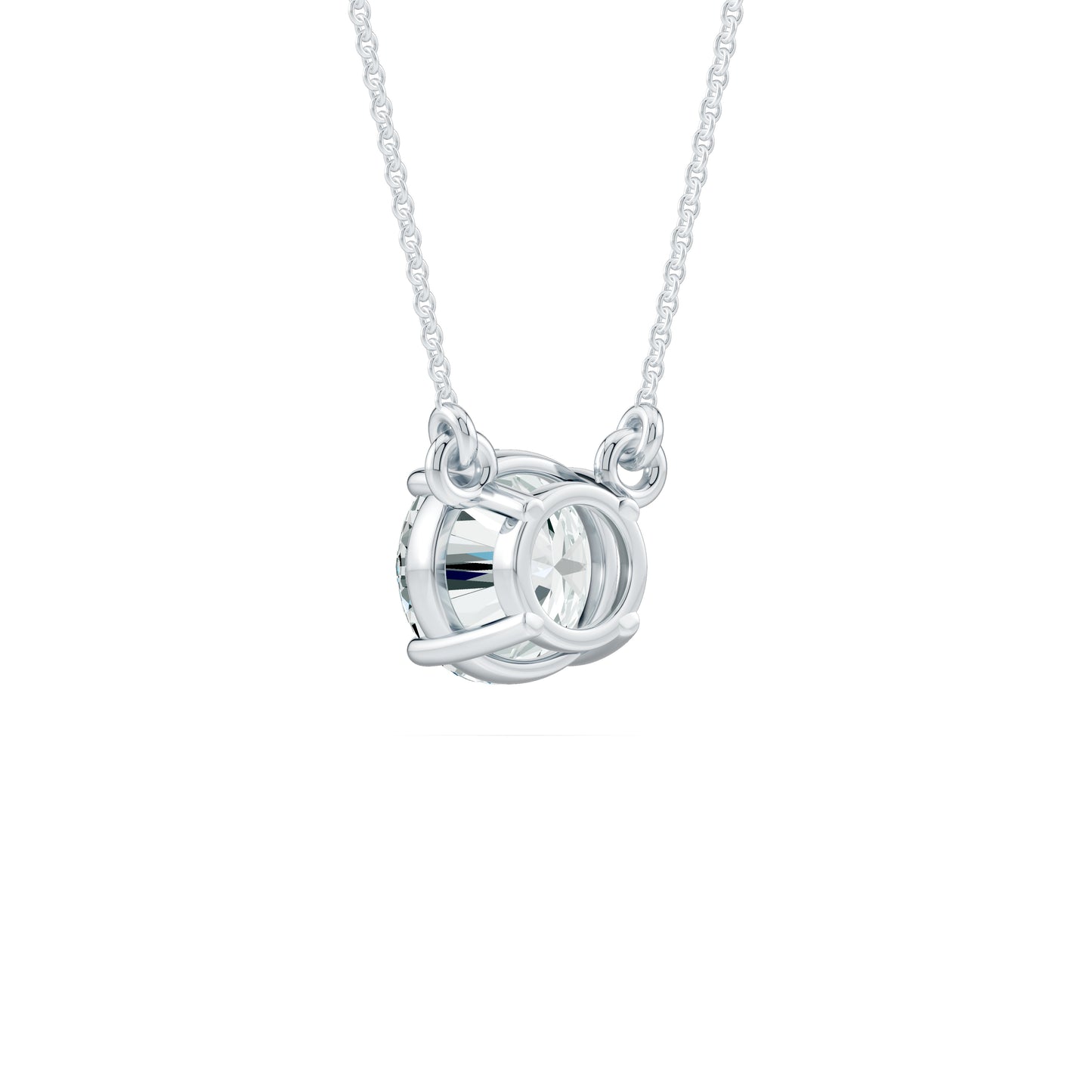 Round Moissanite Pendant Necklace-Fixed Chain Solitaire Pendant