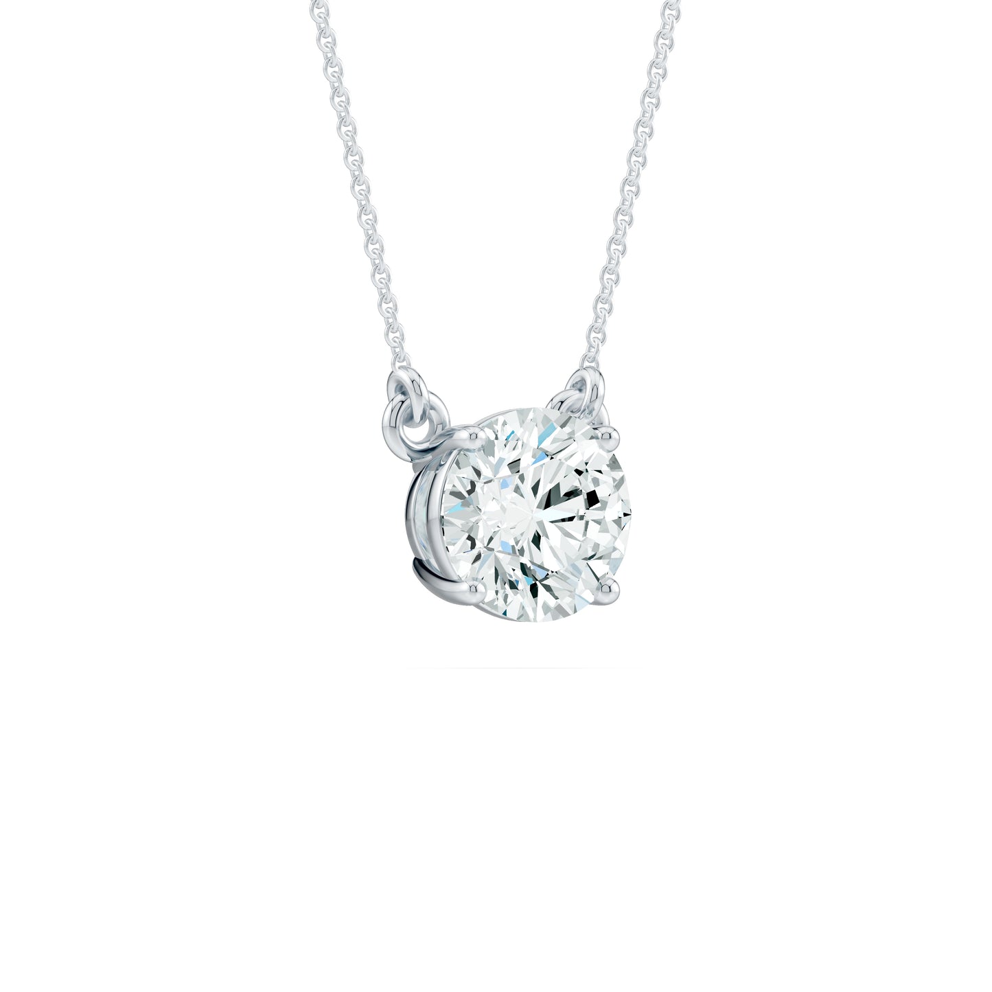 Round Moissanite Pendant Necklace-Fixed Chain Solitaire Pendant
