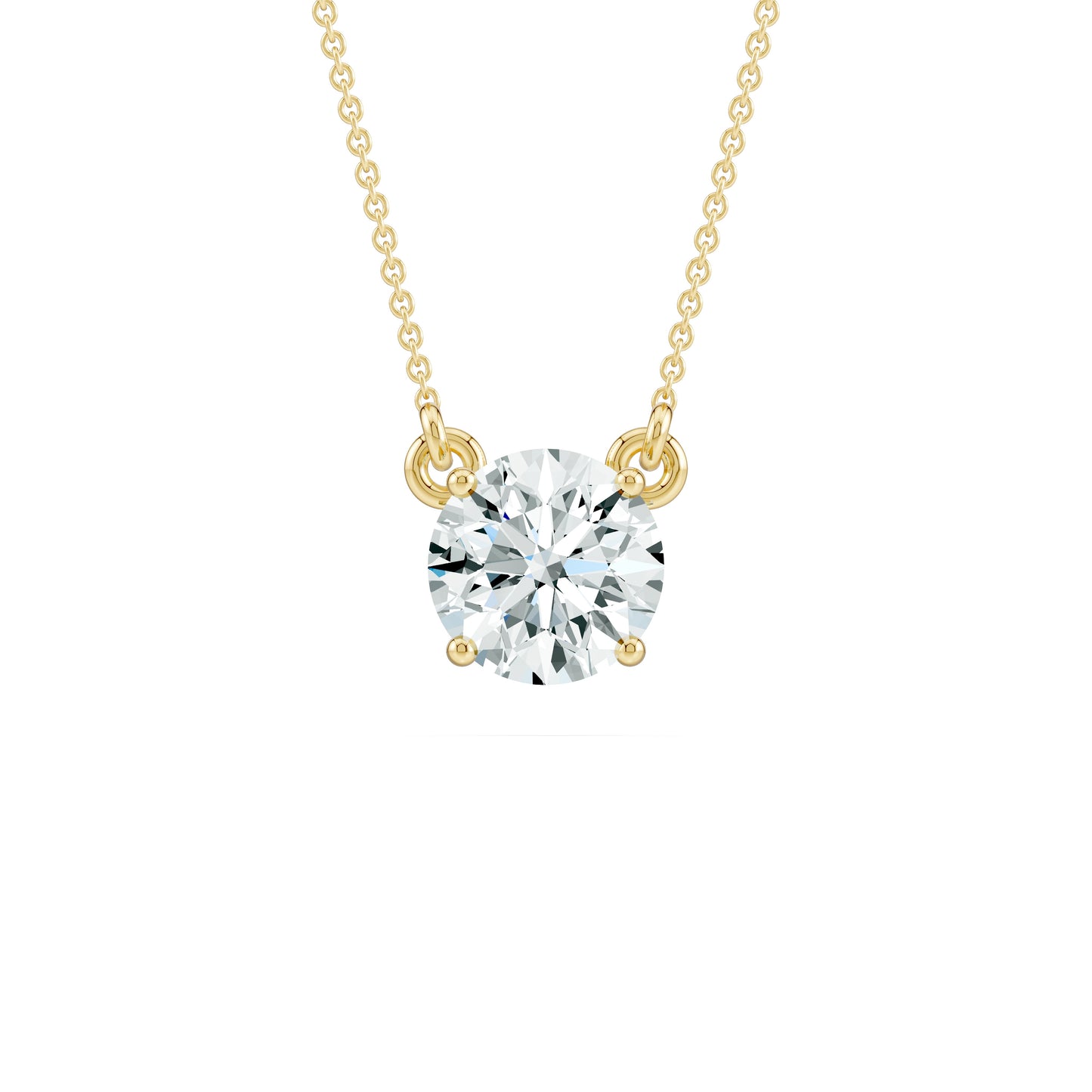 Round Moissanite Pendant Necklace-Fixed Chain Solitaire Pendant