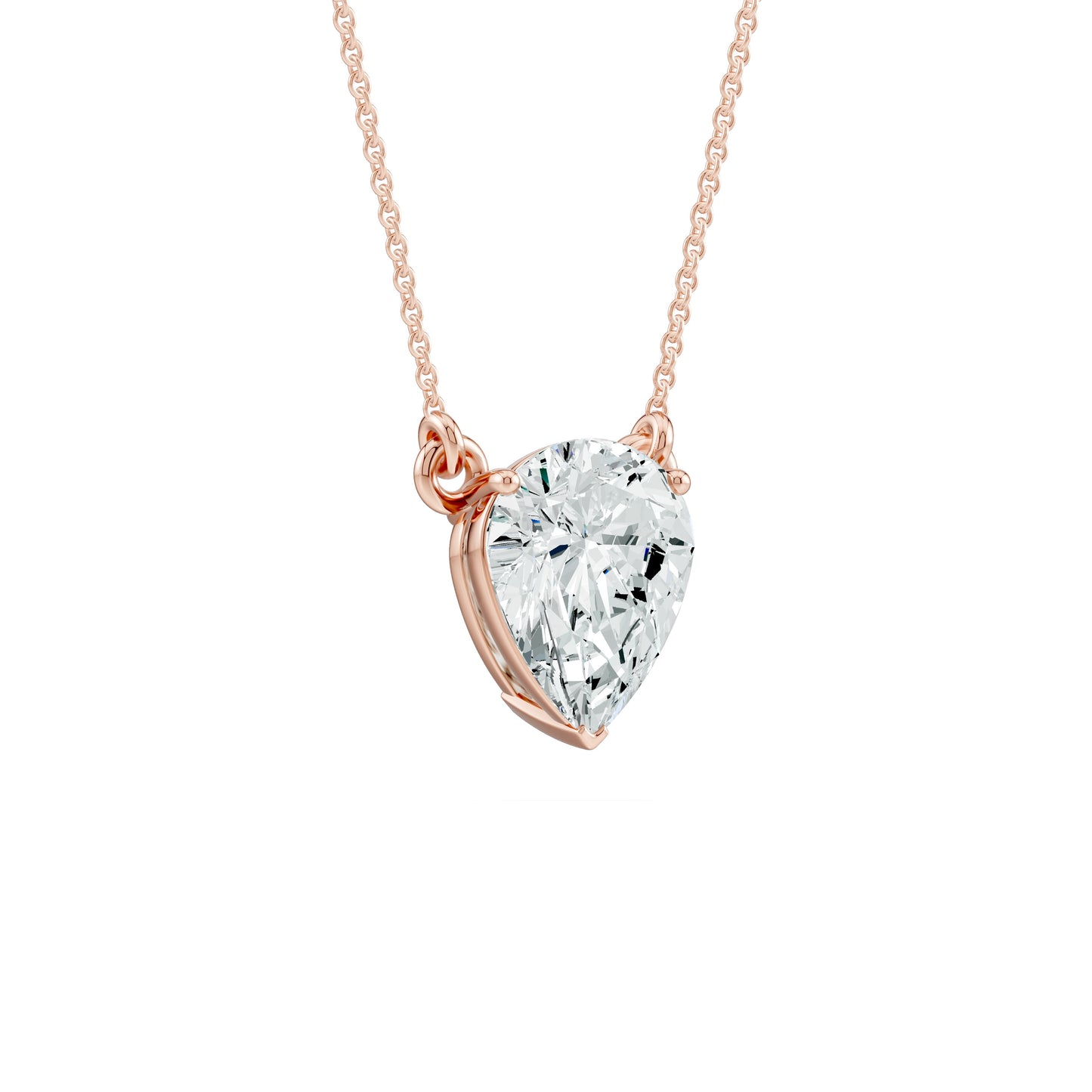 Prong Set Inverted Pear Moissanite Necklace