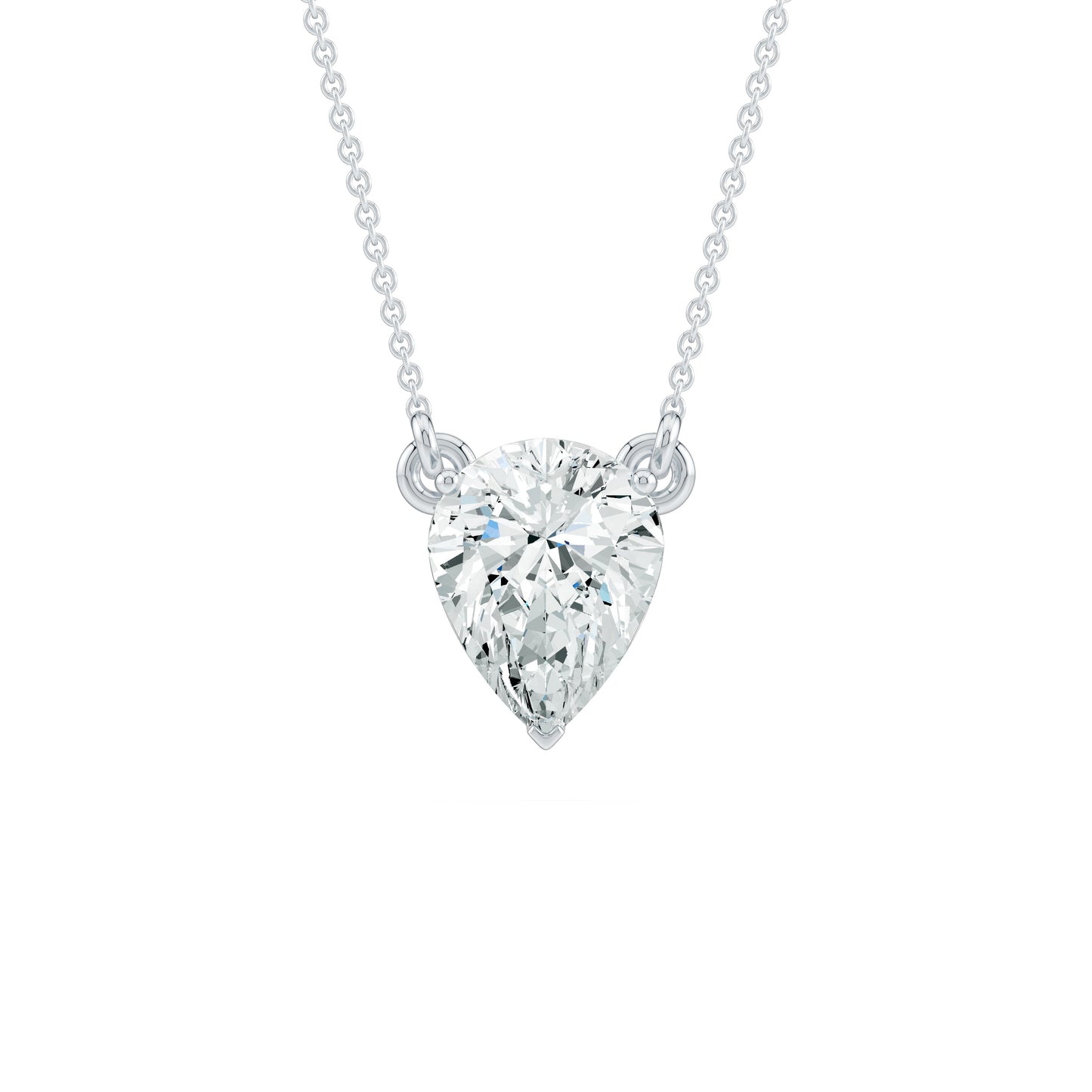 Prong Set Inverted Pear Moissanite Necklace