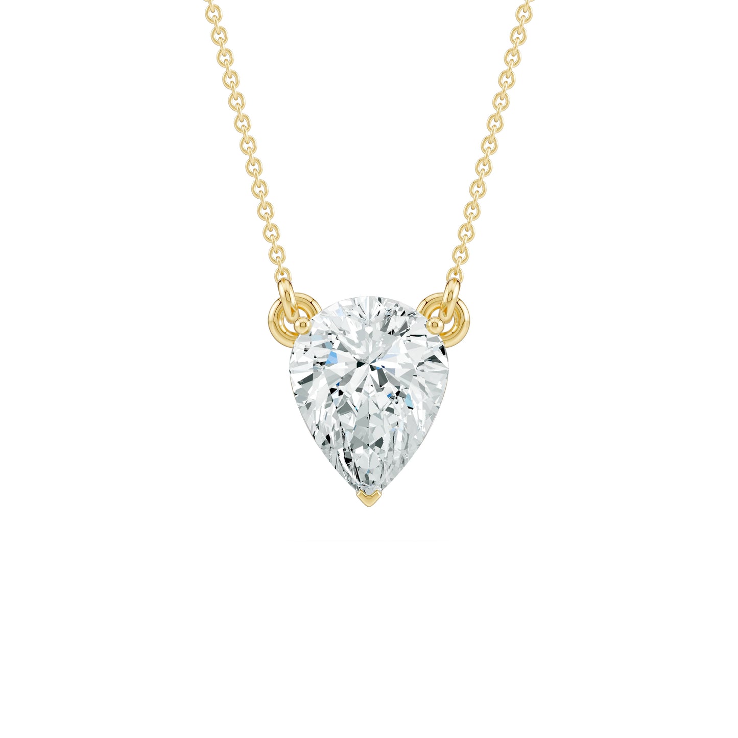 Prong Set Inverted Pear Moissanite Necklace