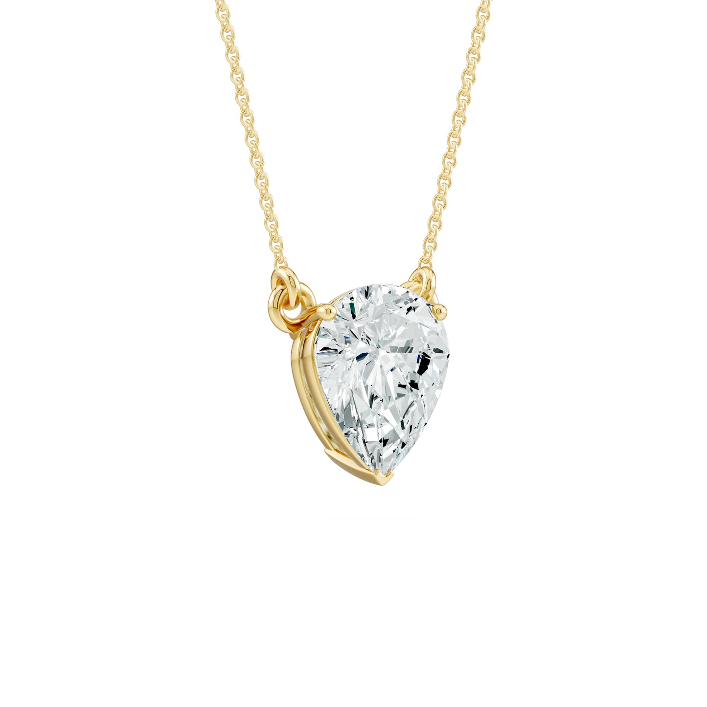 Prong Set Inverted Pear Moissanite Necklace