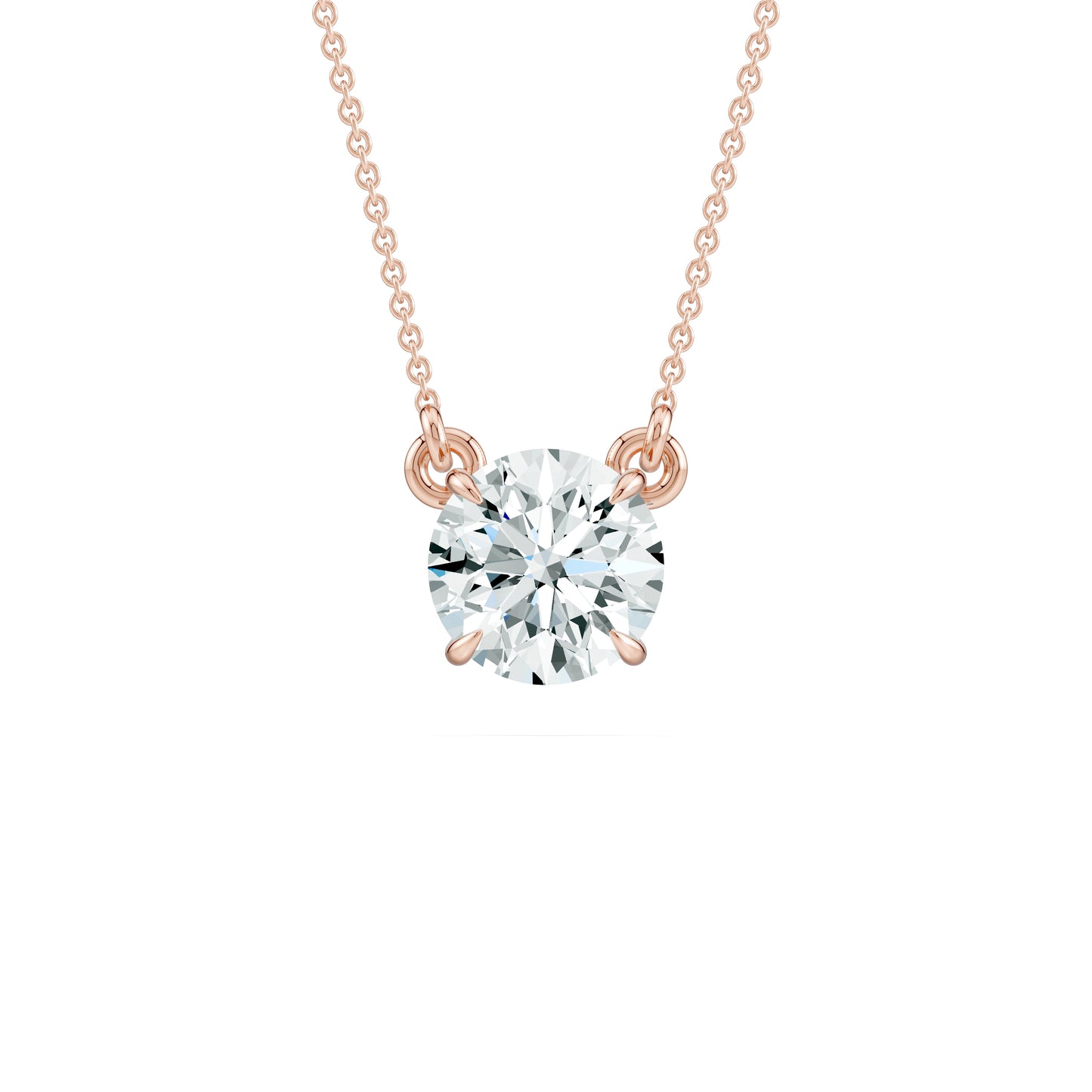 Round Moissanite Claw Prong Solitaire Pendant Necklace