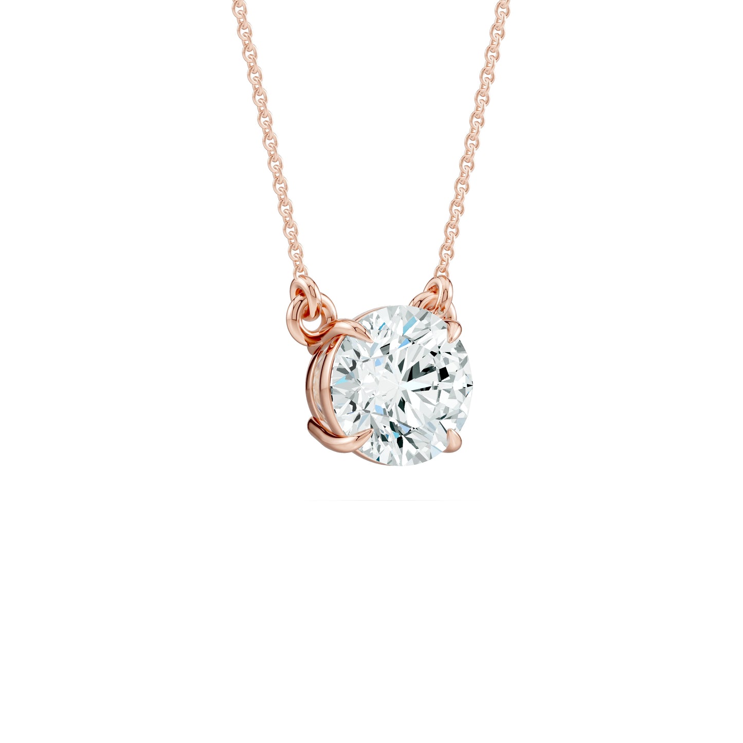 Round Moissanite Claw Prong Solitaire Pendant Necklace