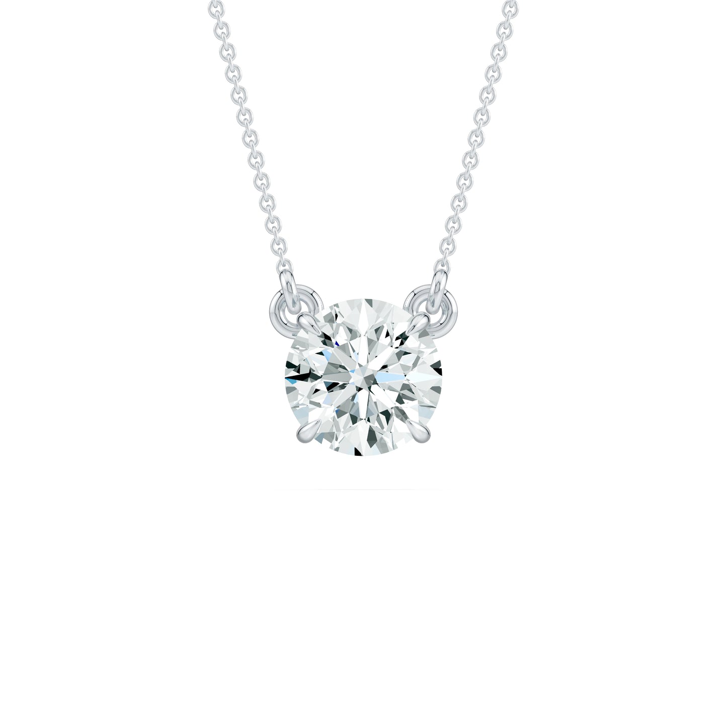 Round Moissanite Claw Prong Solitaire Pendant Necklace
