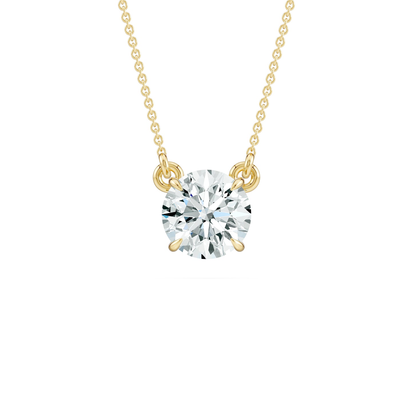 Round Moissanite Claw Prong Solitaire Pendant Necklace