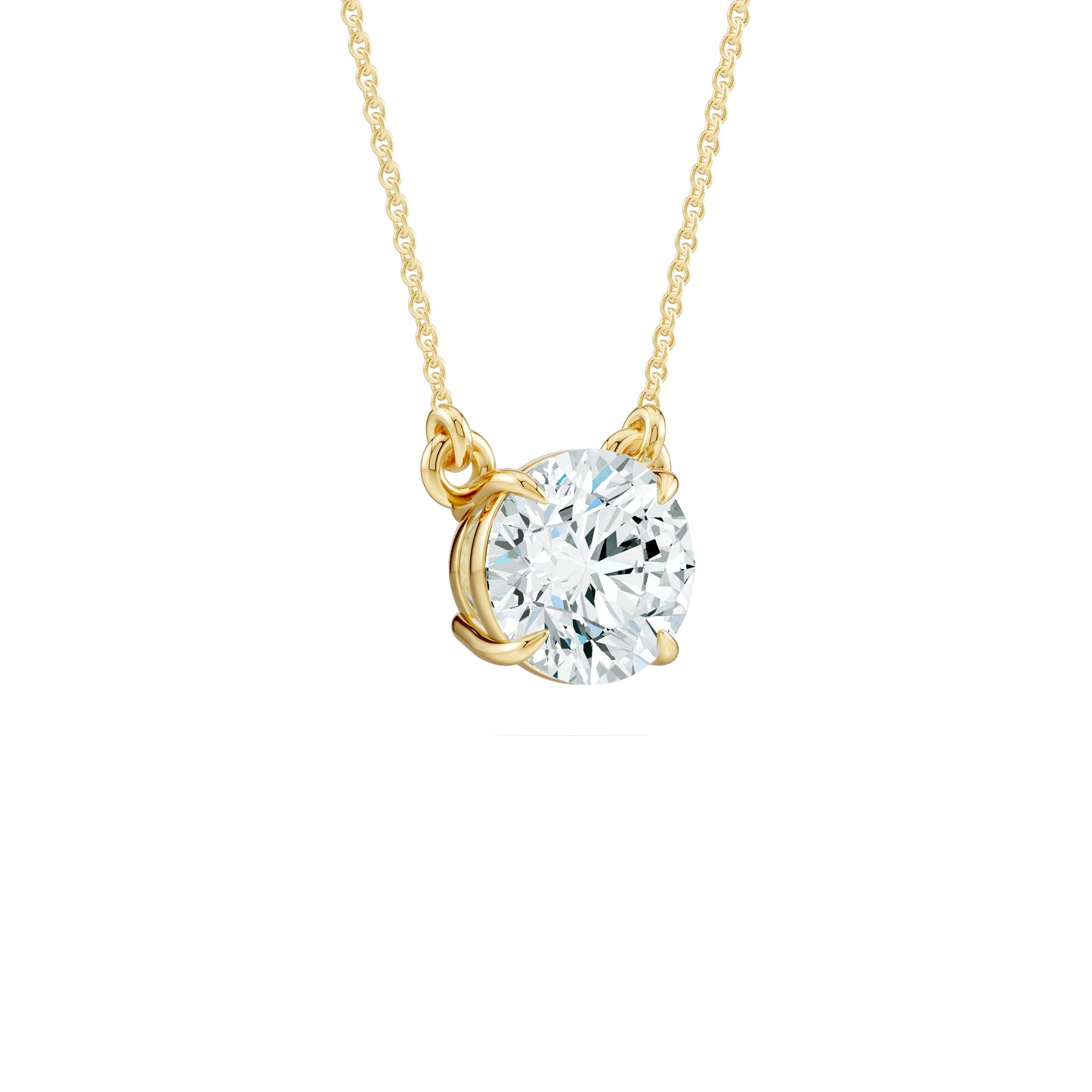 Round Moissanite Claw Prong Solitaire Pendant Necklace