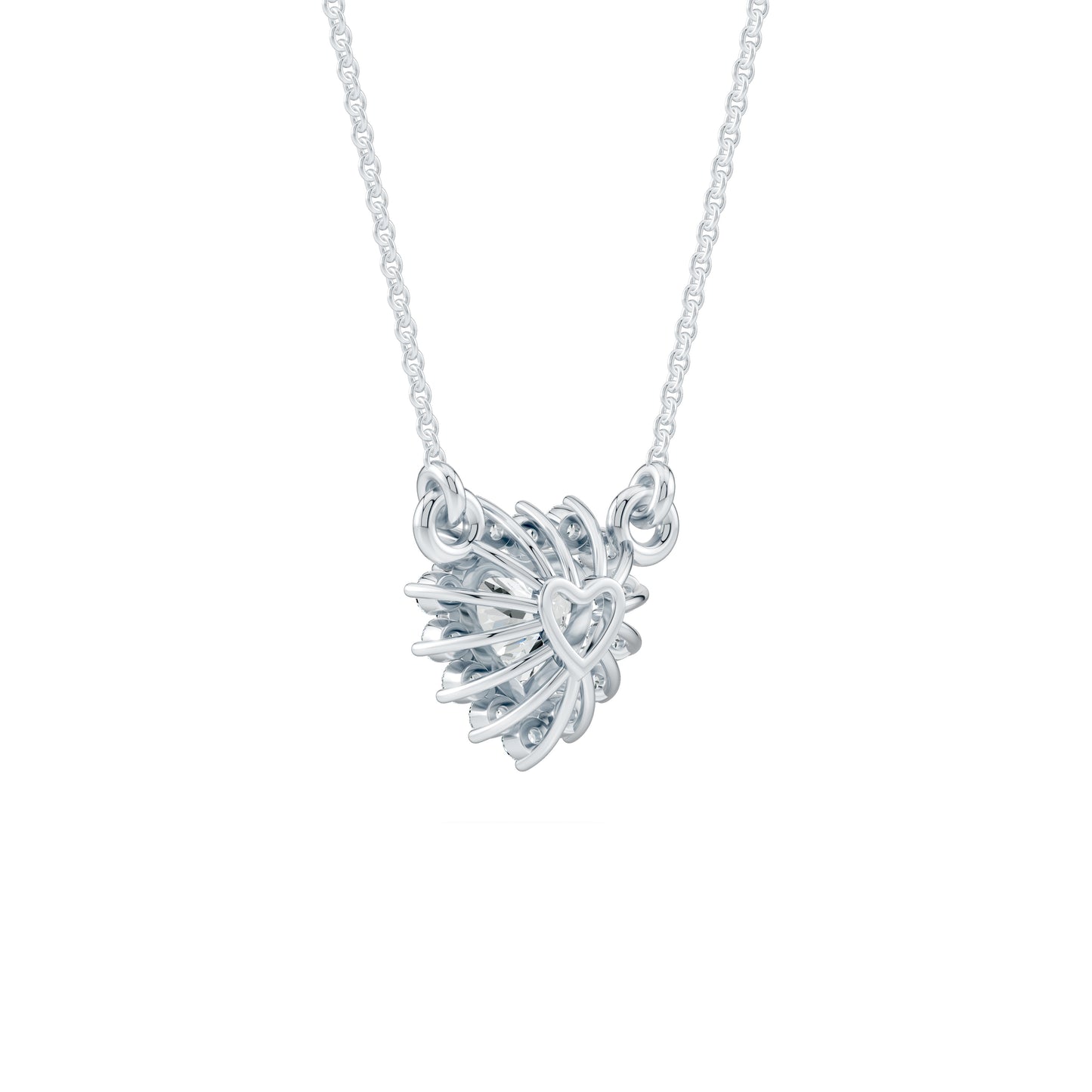 5mm Heart Moissanite Halo Pendant Necklace | Romantic Halo Heart Necklace in 14k Gold & Silver