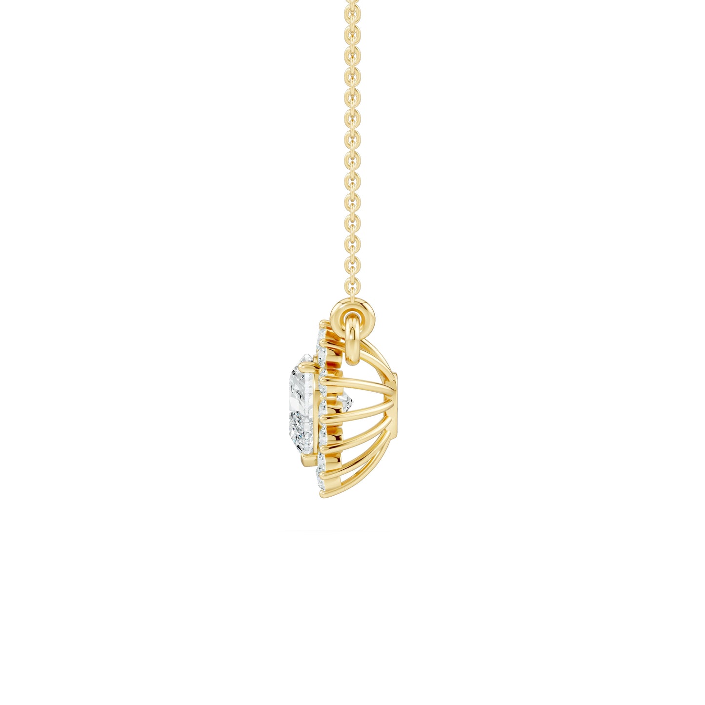 5mm Heart Moissanite Halo Pendant Necklace | Romantic Halo Heart Necklace in 14k Gold & Silver