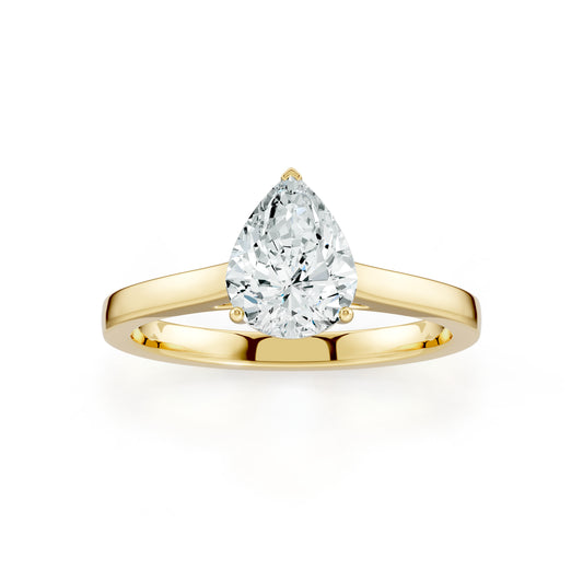 Pear Cut Moissanite Solitaire Engagement Ring