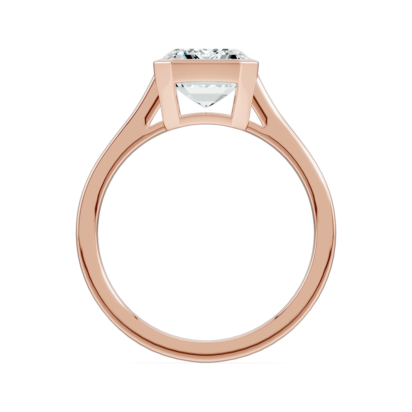 Emerald Cut Bezel Set Moissanite Solitaire Ring