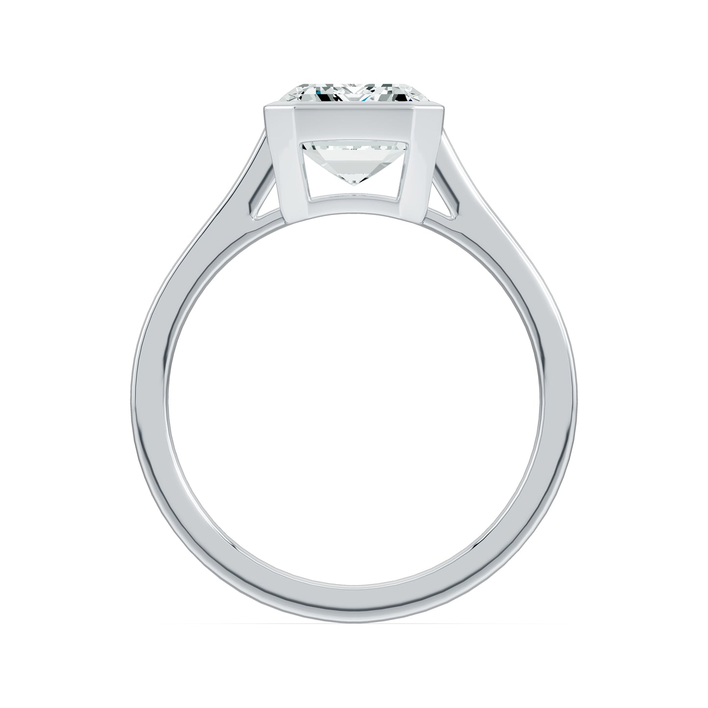 Emerald Cut Bezel Set Moissanite Solitaire Ring