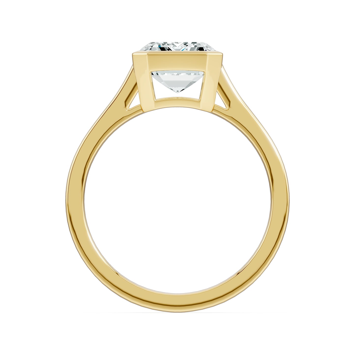 Emerald Cut Bezel Set Moissanite Solitaire Ring