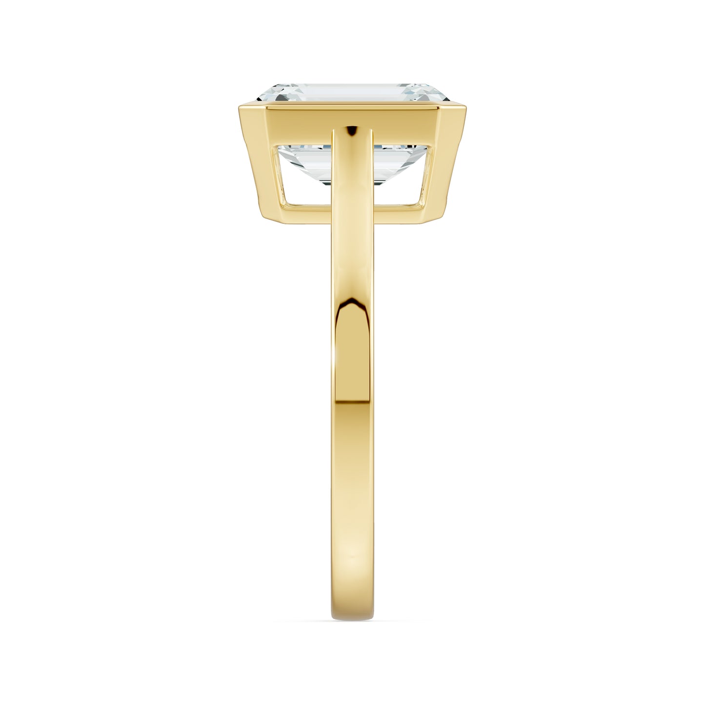 Emerald Cut Bezel Set Moissanite Solitaire Ring