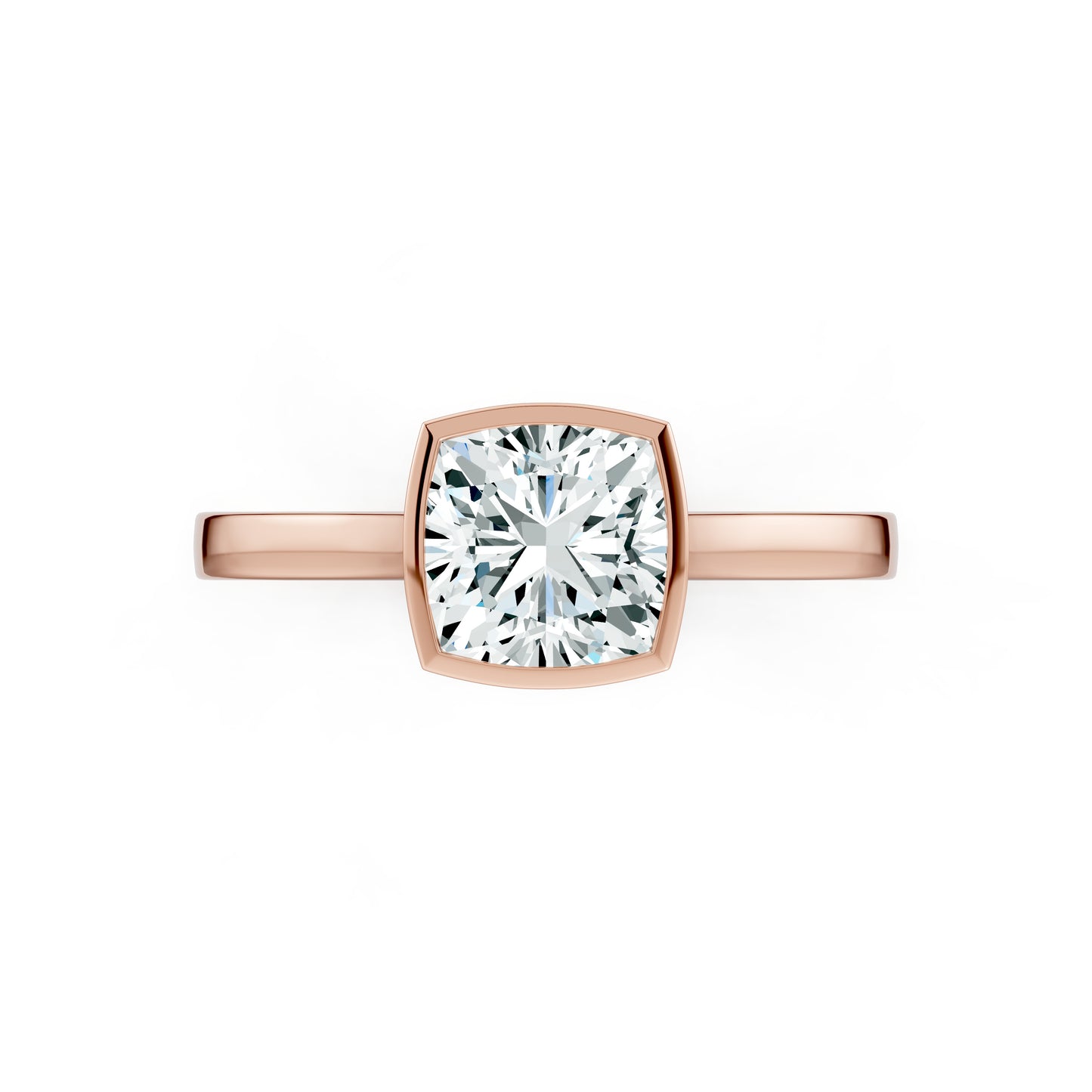 Cushion Cut Bezel Set Moissanite Solitaire Ring