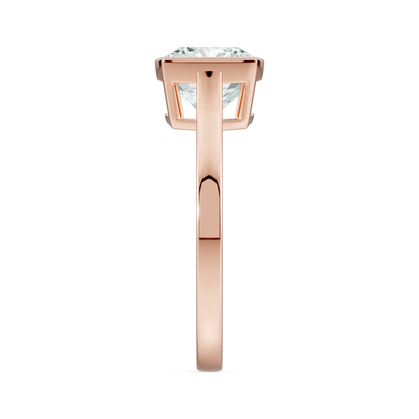 Cushion Cut Bezel Set Moissanite Solitaire Ring