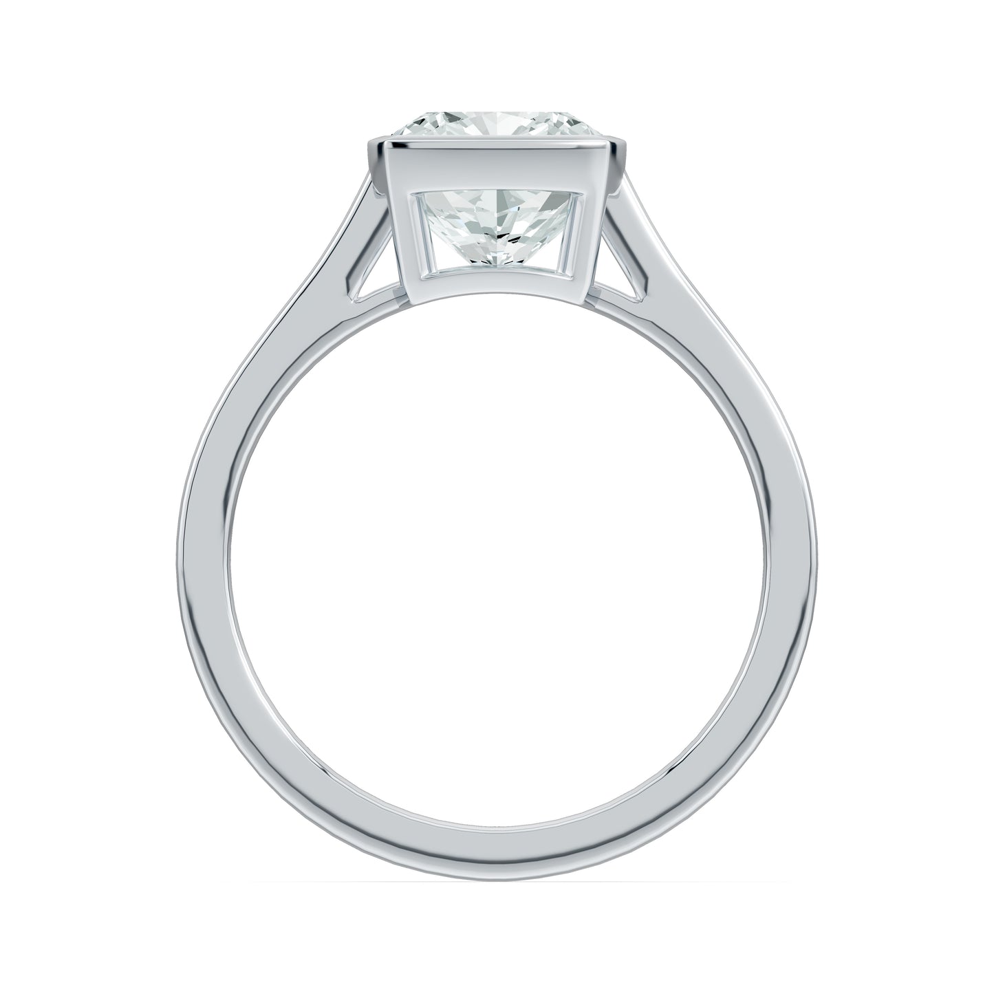 Cushion Cut Bezel Set Moissanite Solitaire Ring