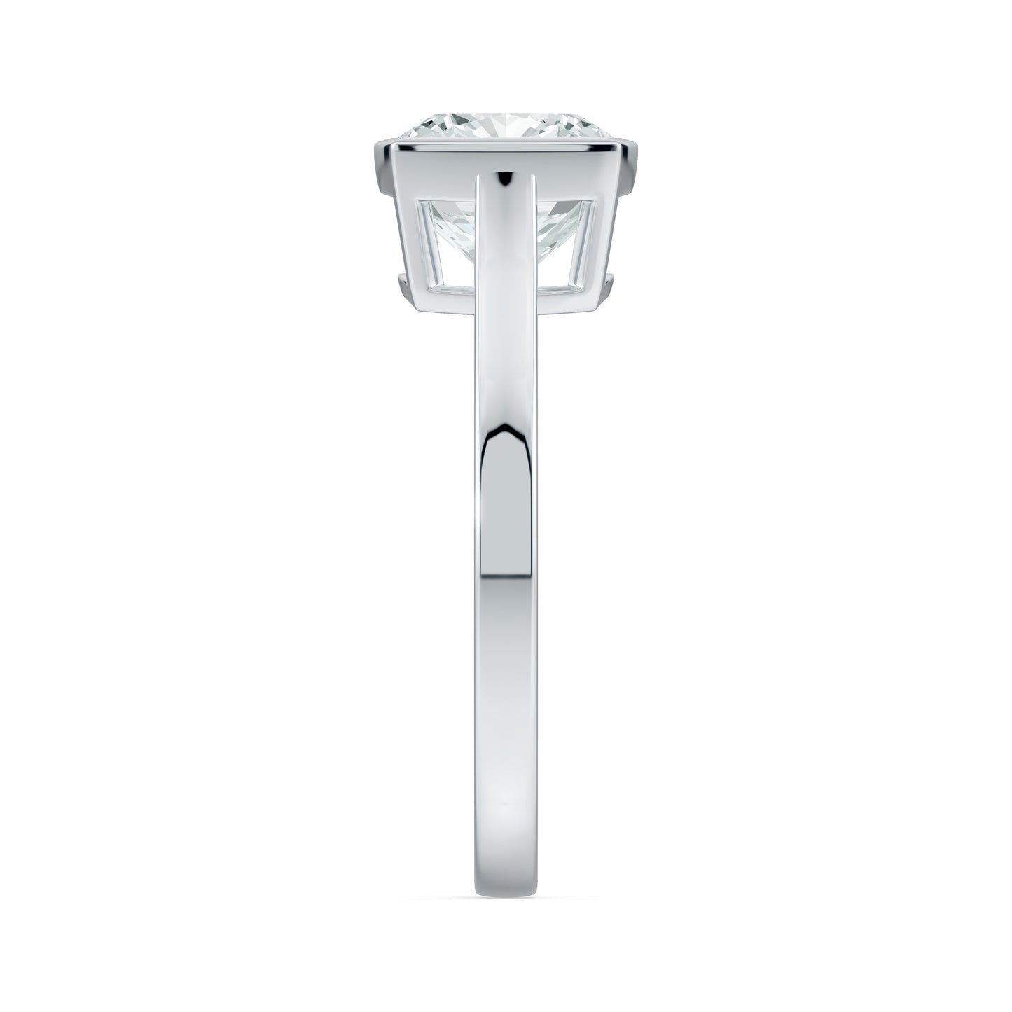 Cushion Cut Bezel Set Moissanite Solitaire Ring