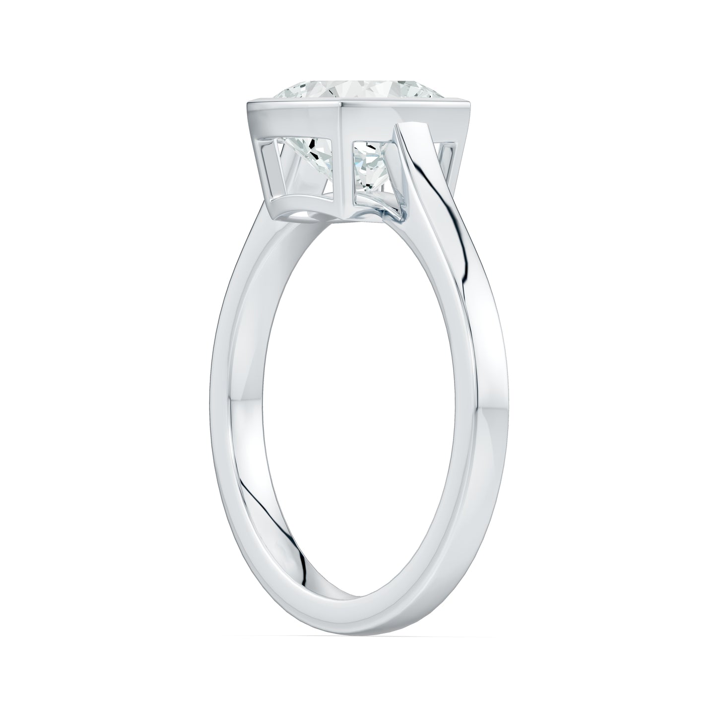 Cushion Cut Bezel Set Moissanite Solitaire Ring