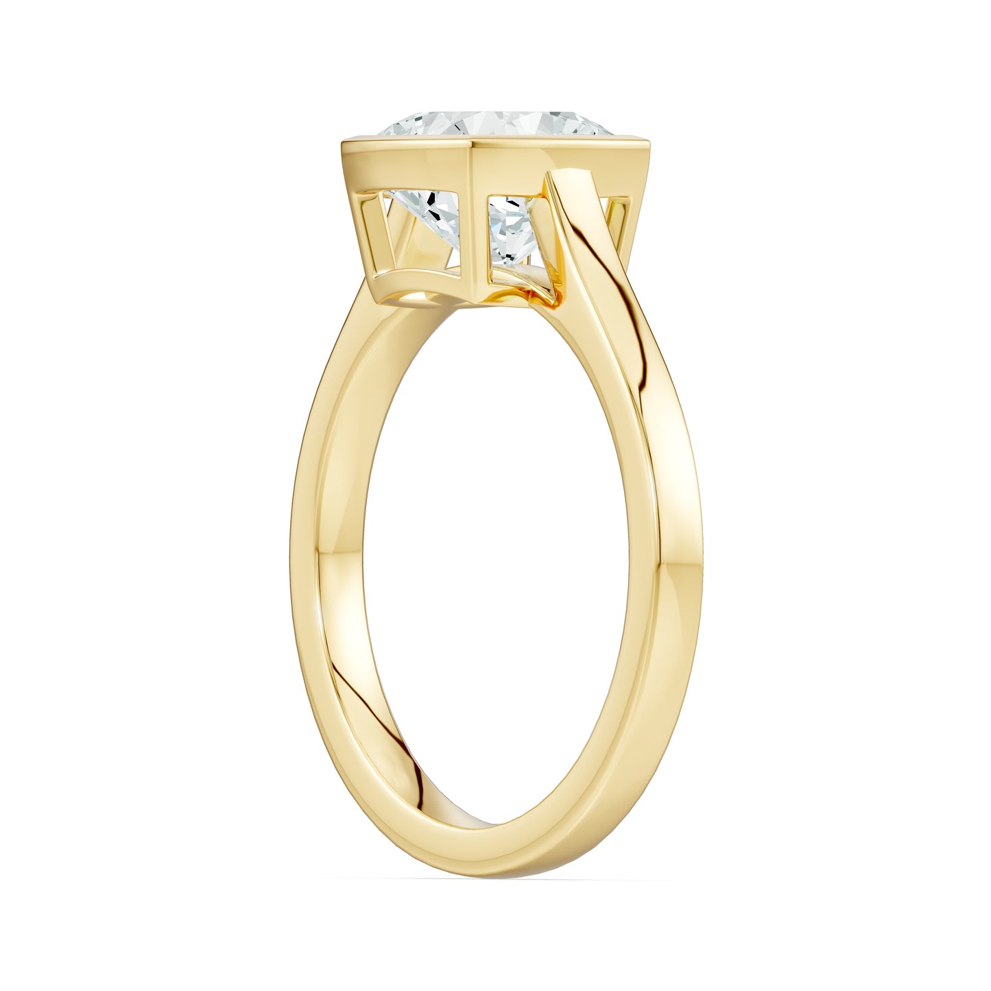 Cushion Cut Bezel Set Moissanite Solitaire Ring