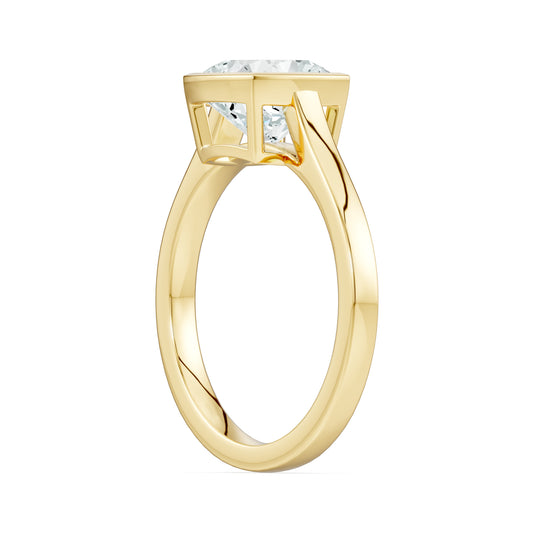 Cushion Cut Bezel Set Moissanite Solitaire Ring