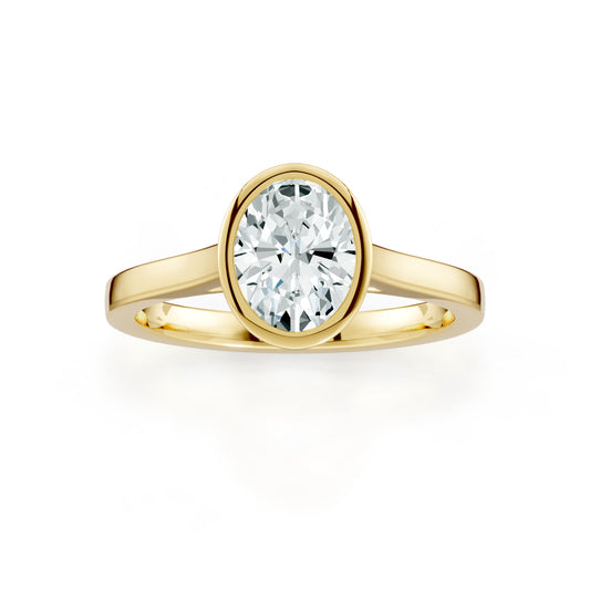 Oval Cut Bezel Set Moissanite Solitaire Ring