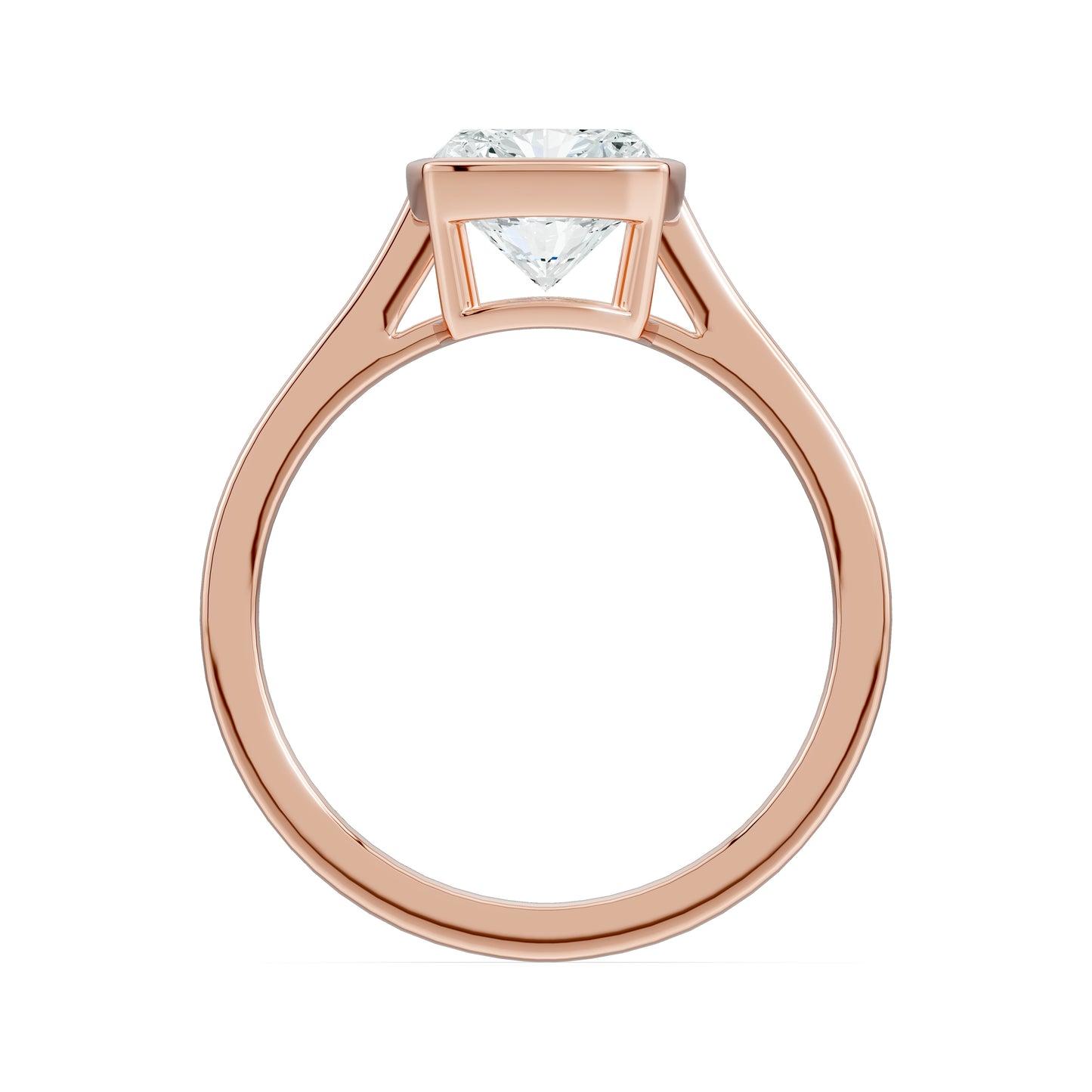 Cushion Rectangular Cut Bezel Set Moissanite Solitaire Ring