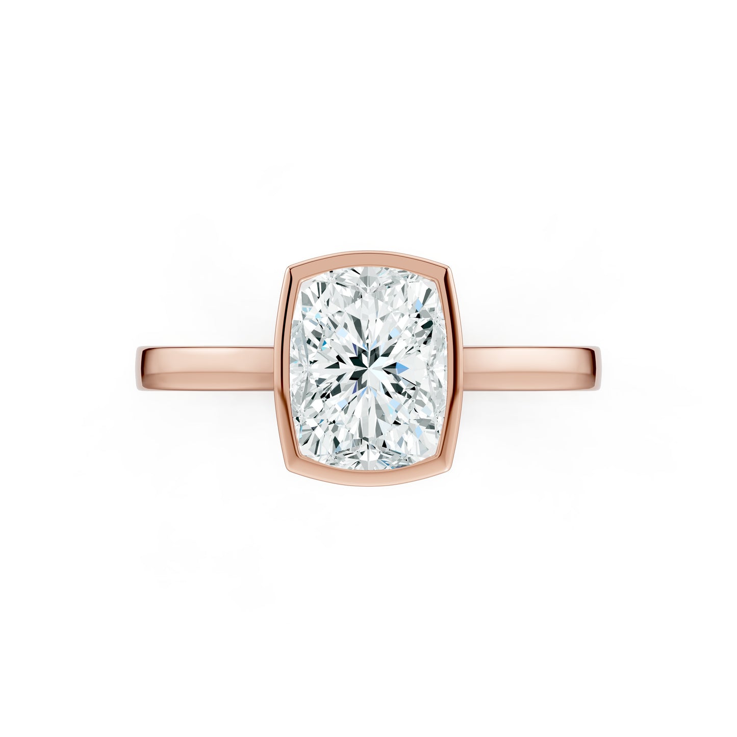 Cushion Rectangular Cut Bezel Set Moissanite Solitaire Ring