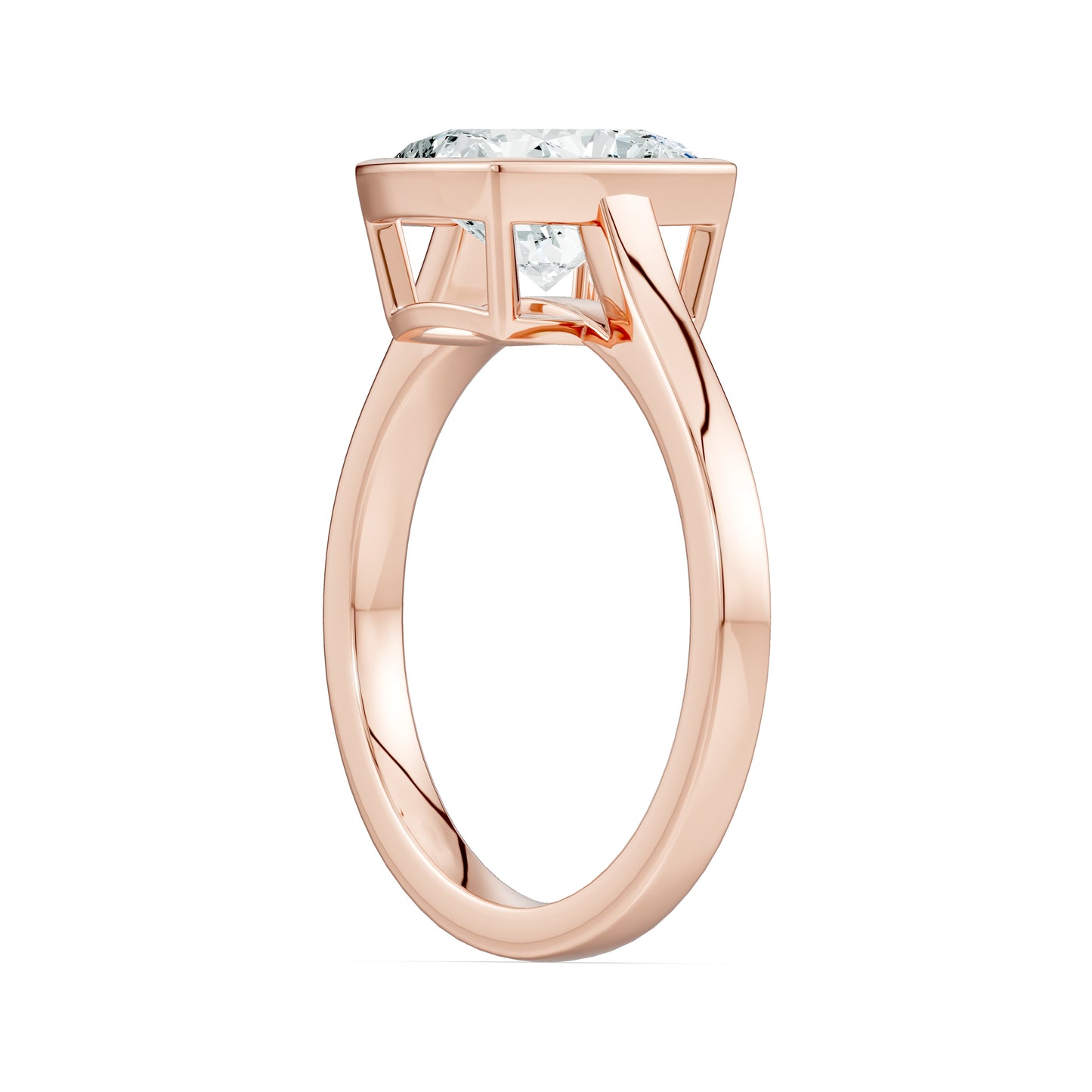 Cushion Rectangular Cut Bezel Set Moissanite Solitaire Ring