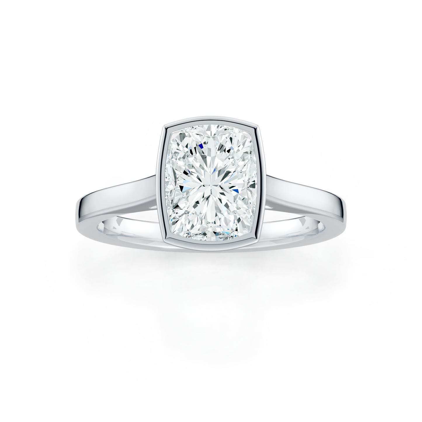 Cushion Rectangular Cut Bezel Set Moissanite Solitaire Ring