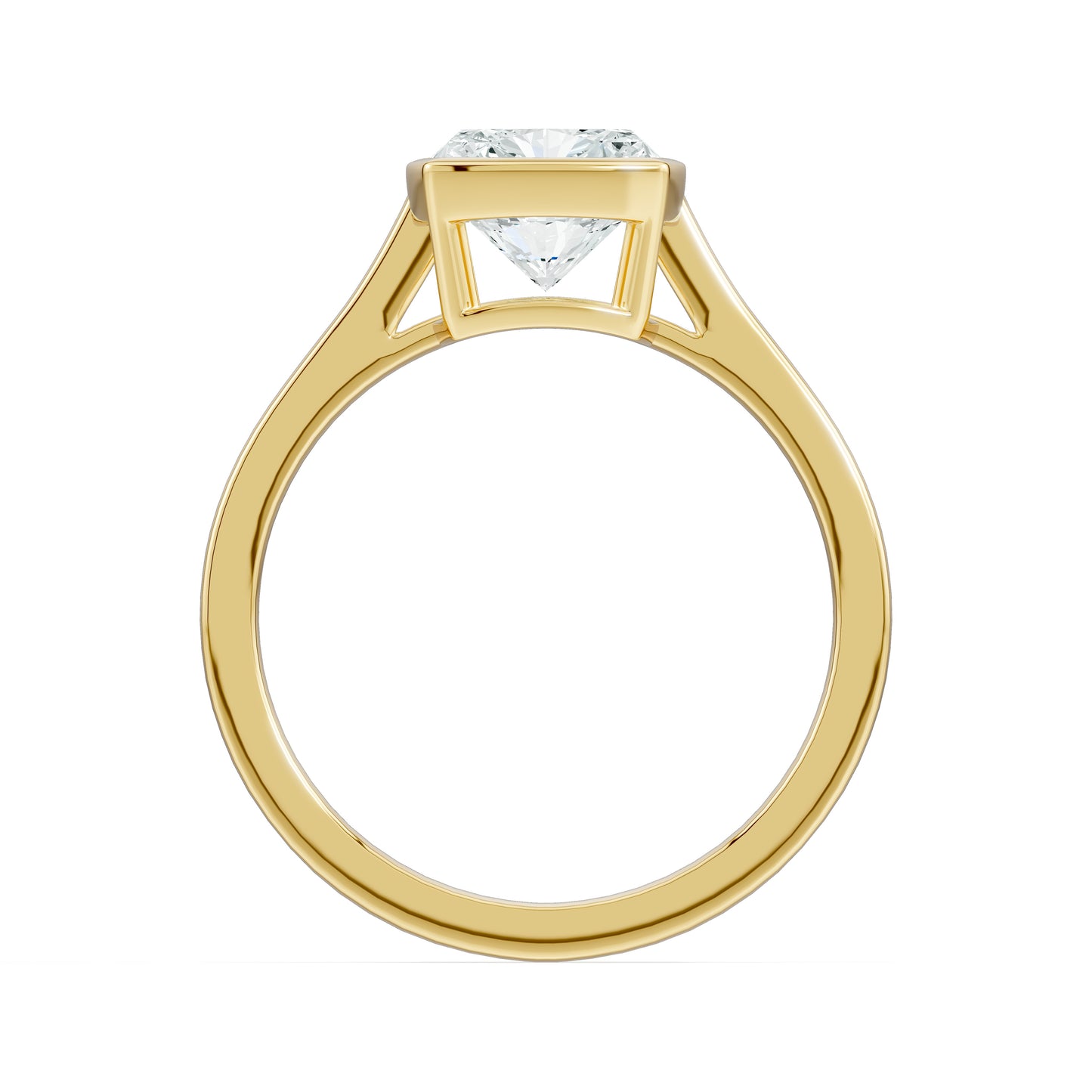 Cushion Rectangular Cut Bezel Set Moissanite Solitaire Ring