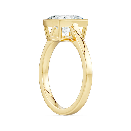 Cushion Rectangular Cut Bezel Set Moissanite Solitaire Ring