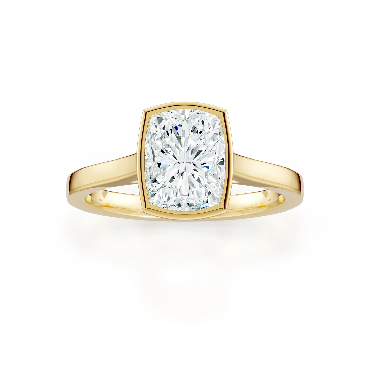Cushion Rectangular Cut Bezel Set Moissanite Solitaire Ring