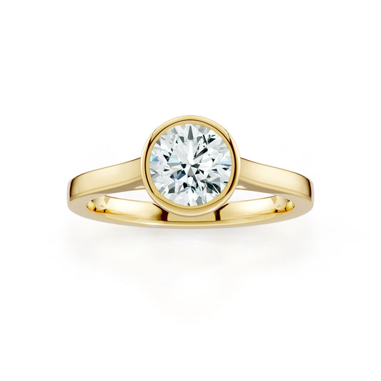 Round Cut Bezel Set Moissanite Solitaire Ring