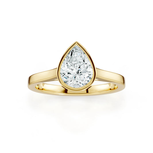 Pear Cut Bezel Set Moissanite Solitaire Ring