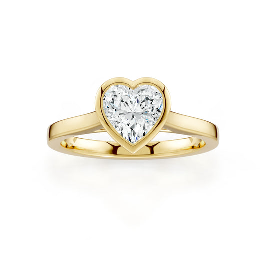 Heart Shape Bezel Set Moissanite Solitaire Ring