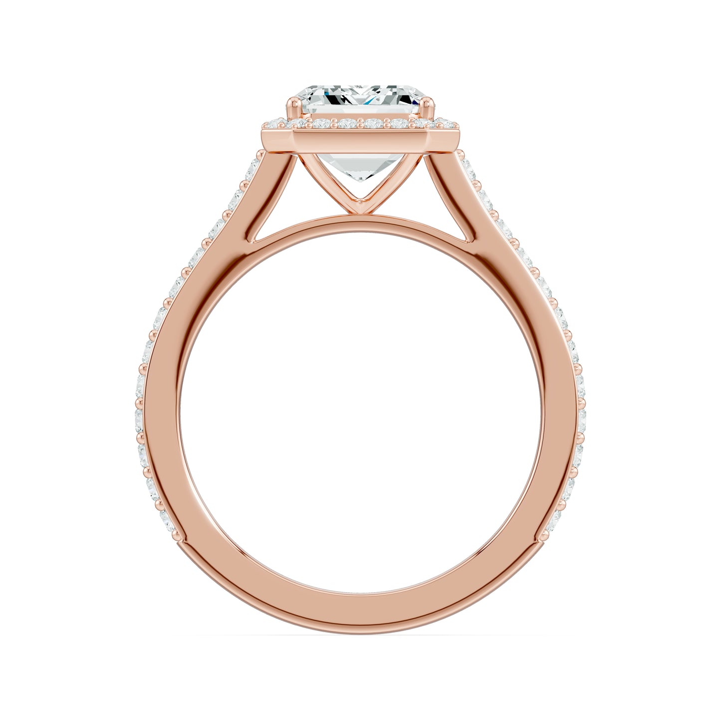 Emerald Cut Moissanite Halo Engagement Ring