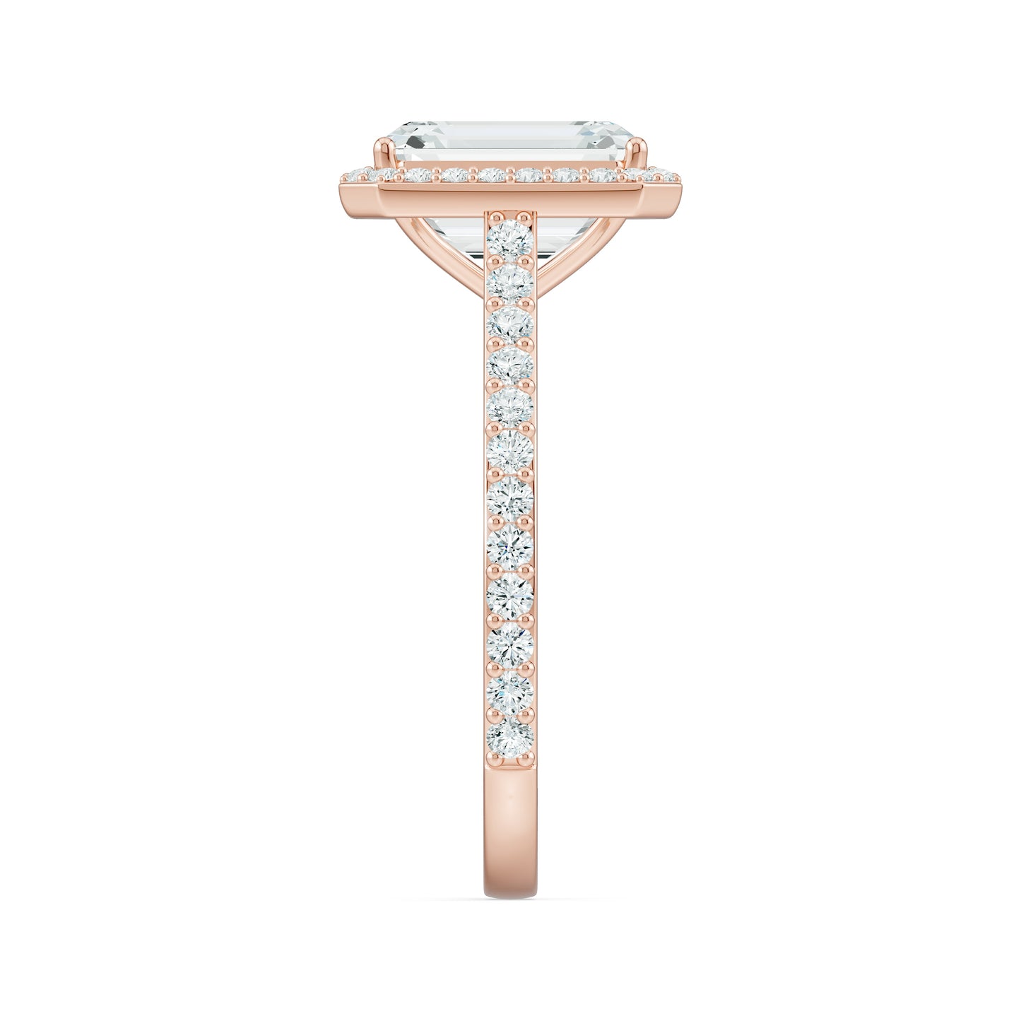 Emerald Cut Moissanite Halo Engagement Ring