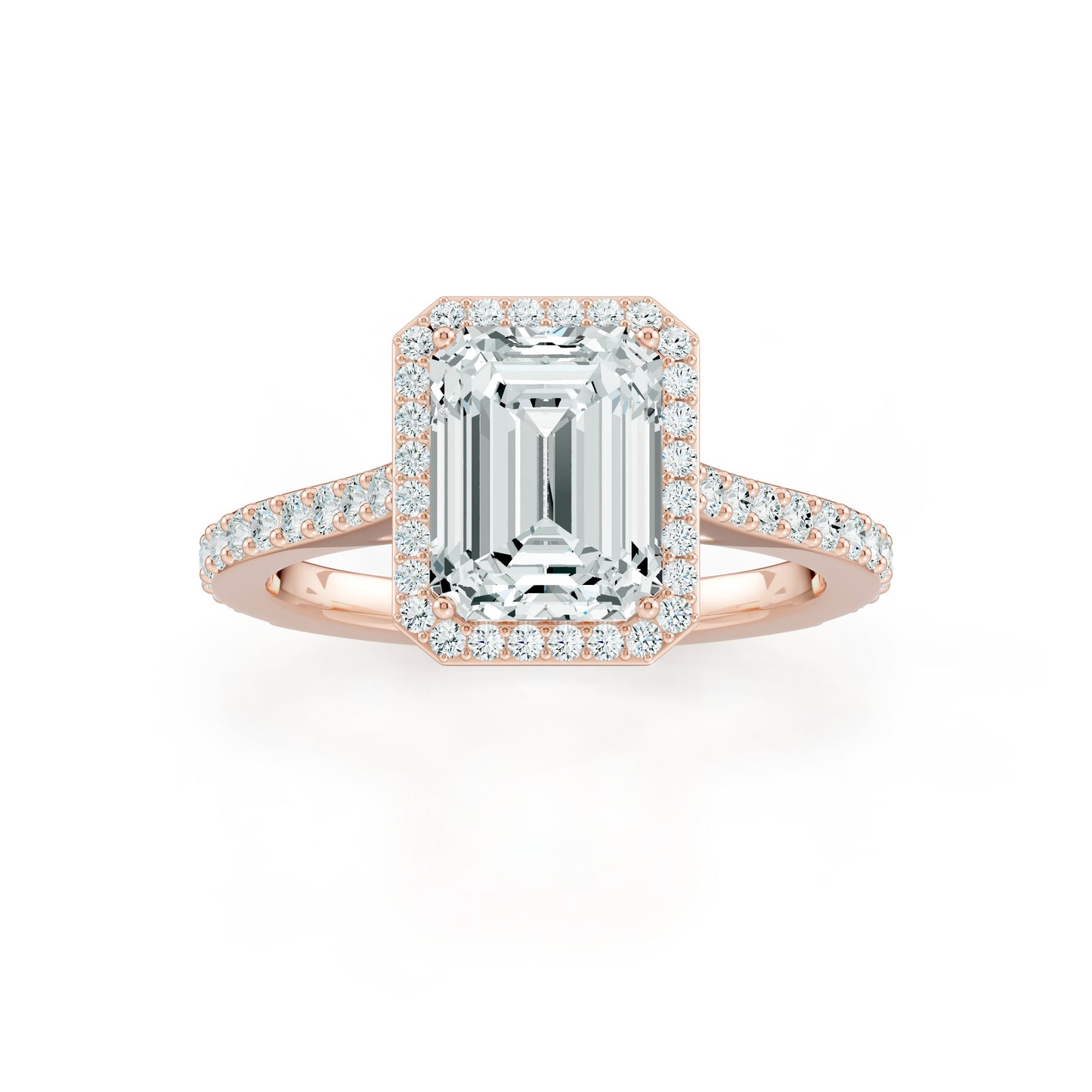 Emerald Cut Moissanite Halo Engagement Ring