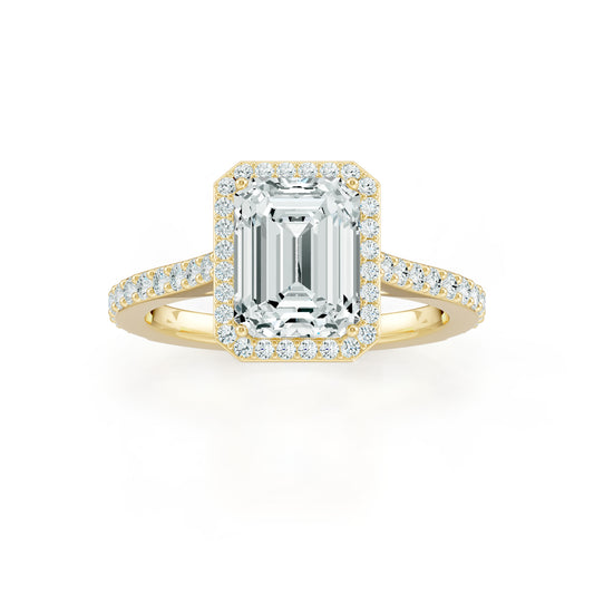 Emerald Cut Moissanite Halo Engagement Ring