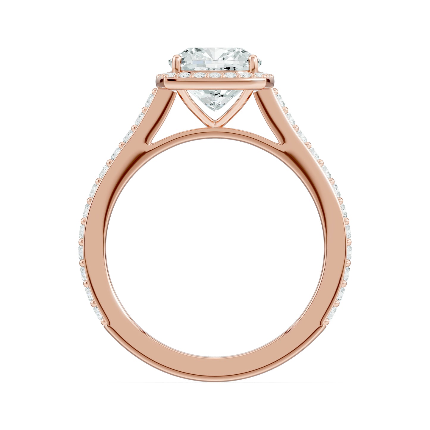 Cushion Cut Moissanite Halo Engagement Ring