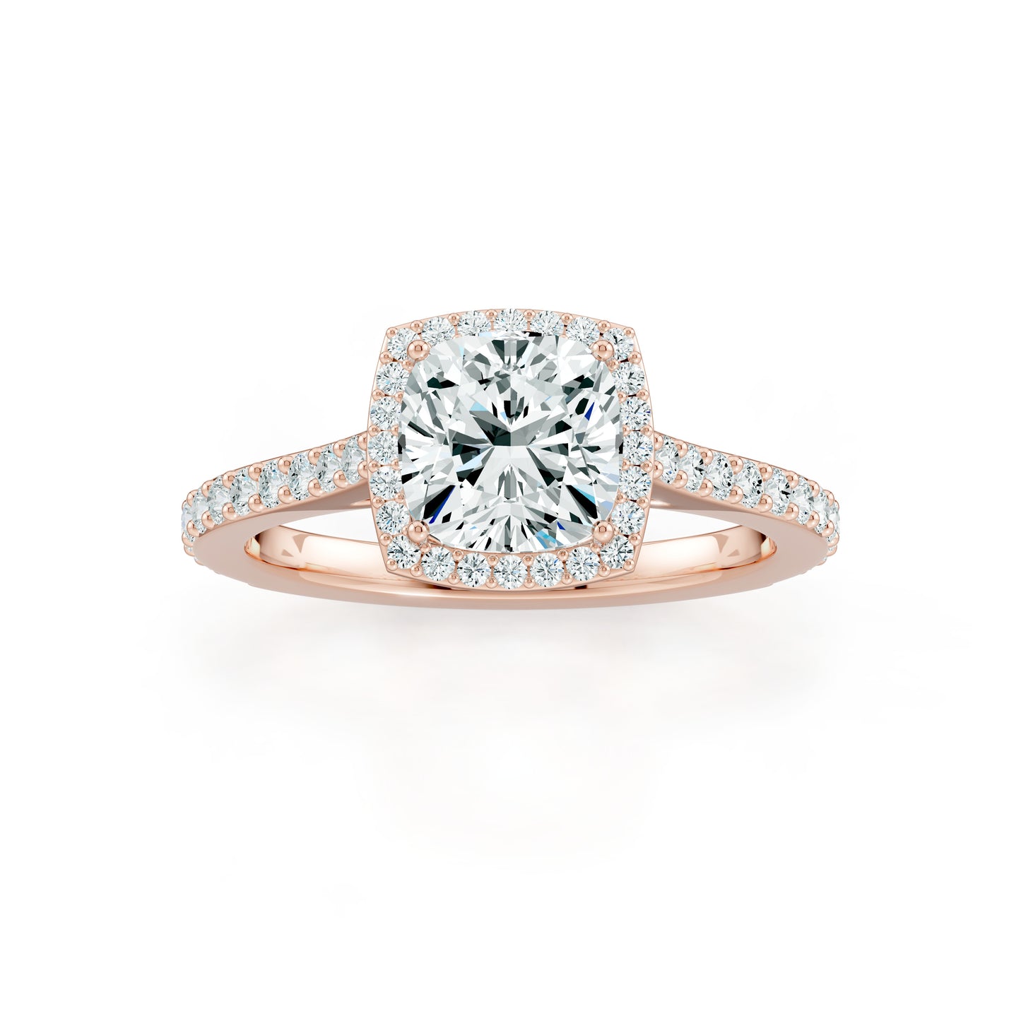 Cushion Cut Moissanite Halo Engagement Ring